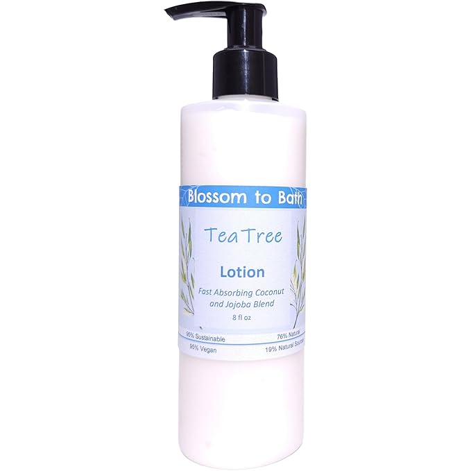 Blossom to Bath Tea Tree Lotion (8 Ounce) - Pure Essential Oil Fragrance - Absorbs Quickly with an Invigoratingly Clean Scent