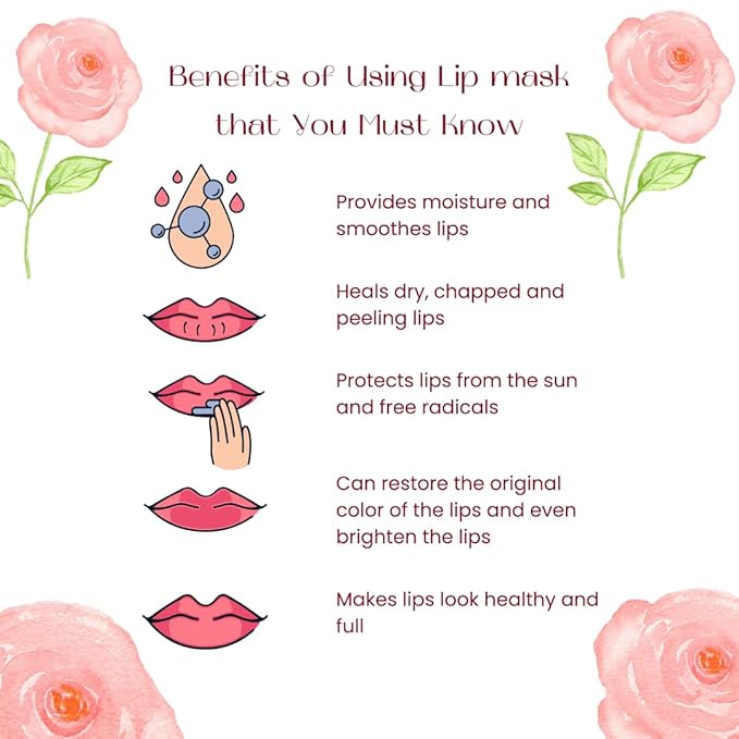 Nourishing & Repairing Overnight Lip Mask, Lip balm Vegan Deep Hydration with Mineral-Rich Formula, Waterproof.35oz (Rose, flavor)
