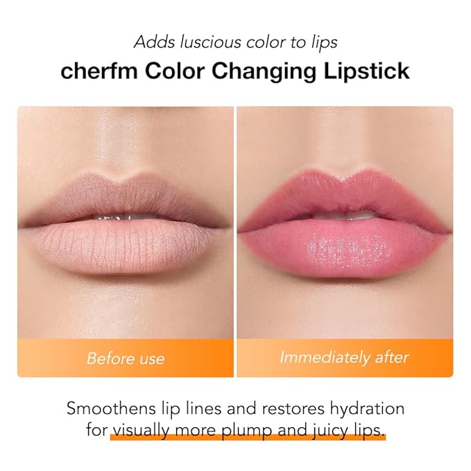 BINGBRUSH Carrot Color Changing Lipstick, Long Lasting Moisturizing Lipstick, Hydrating Lip Color for Dry Lips, Vegan & Cruelty-Free (Cherry)