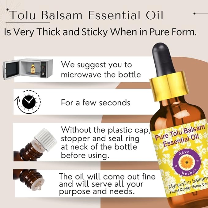 dève herbes Tolu Balsam Essential Oil (Myroxylon balsamum) with Glass Dropper |Pure | Viscous Texture | Unisex | All Skin Types | External Use | Natural Extract Steam Distilled 120ml (4 oz)