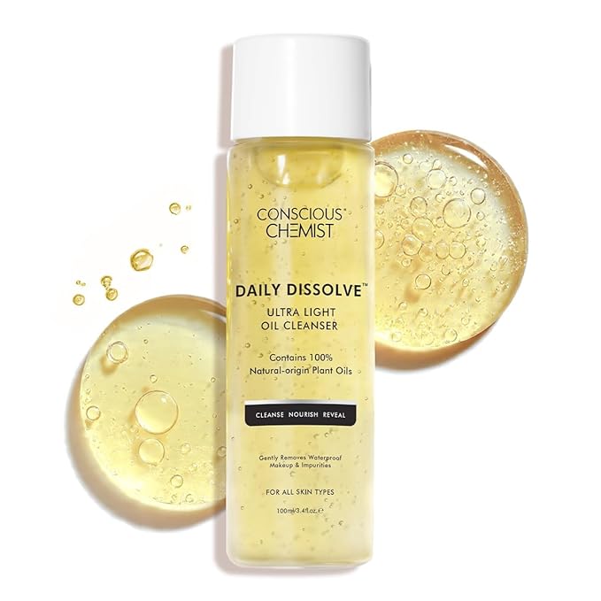 Conscious Chemist Makeup Remover & Oil Cleanser | 130ml | Face Wash & Cleanser for Oily Skin | Removes Waterproof Makeup, Blackheads & Whiteheads | Soft & Clear Skin - Daily Dissolve