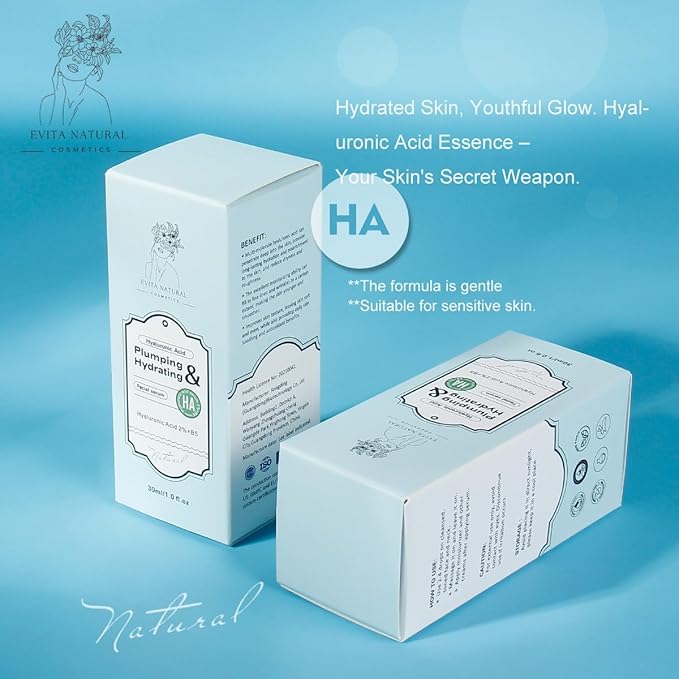 Hyaluronic Acid Serum 100% Natural Moisturizer with Vitamin B5 for Face and Neck. Dermatologically tested, Cruelty-Free, Paraben Free - 1 fl oz