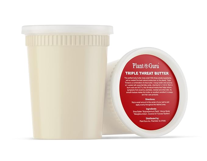 Triple Threat Body Butter 30 oz. / 1.9 lbs. - Blend of Shea, Mango & Coconut Oil - 100% Pure Natural Raw Unrefined Moisturizer For Dry Skin, Face And Hair. Great For Lip Balm and Soap Making