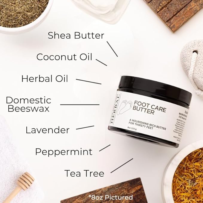 Ora's Amazing Herbal Foot Care Butter, Heel Balm, Foot Balm, Repair Cream for Dry Cracked Heels & Feet (8 oz)