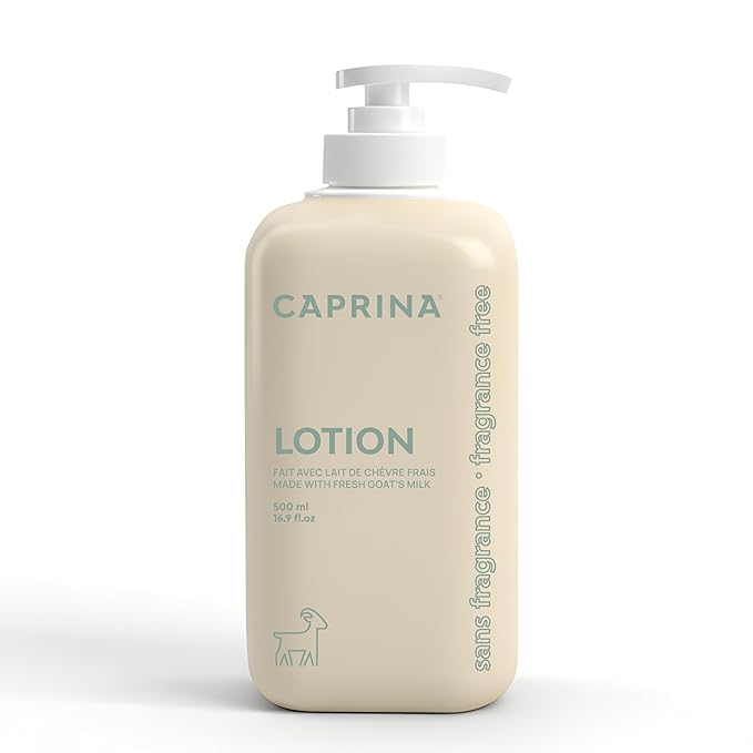 Caprina Goat’s Milk Body Lotion, 500 ml (16.9 oz), FRAGRANCE-FREE, Gentle Daily Moisturizer for Sensitive Skin