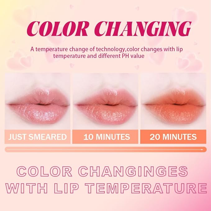BINGBRUSH Color Changing Lipstick Set, PH Lip Balm Mood Lipstick, Natural Color-Changing Tint with Deep Moisture, Long Lasting Personalized Lip Gloss for Daily Wear or Gifts (03# Coral Kiss)