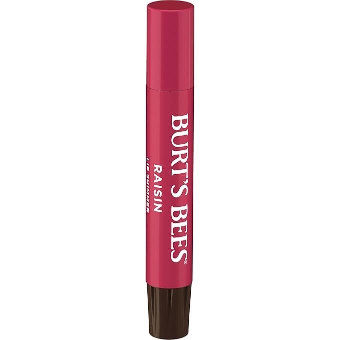 Burt's Bees Lip Shimmer, Raisin, Tinted Lip Balm Stick, Moisturizing for All Day Hydration with Natural Glowy Pigmented Finish & Buildable Color, 1 Count, 0.09 Oz