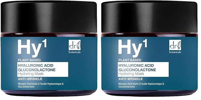 Dr Botanicals Hyaluronic Acid & Gluconolactone Hydrating Anti-Aging Facial Mask | Reduce Wrinkles, Renew, Gentle Exfoliate and Revitalize Skin with Nourishing Hyaluronic Acid Mask (Pack of 2)
