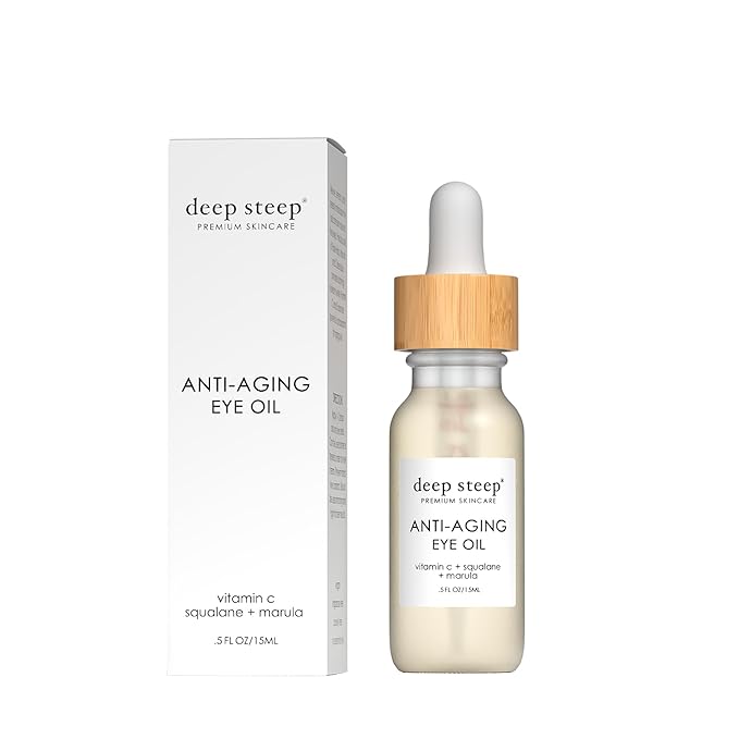 Deep Steep Anti-Aging Eye Oil, 0.5 oz – with Rosehip, Jojoba, Apricot, Marula, Calendula, Squalane & Vitamin C – Vegan, Clean Beauty Skincare, Firm Under Eye Hydration