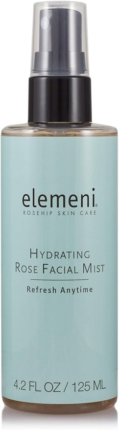 elemeni Hydrating Rose Facial Mist, 4.2 fl oz, Soothing Nourishing Moisturizing Rosewater Spray, Makeup Primer, Boost Liquid Foundation Hydration, Toning Witch Hazel, Vitamins B5 C and Hydrosol Spritz