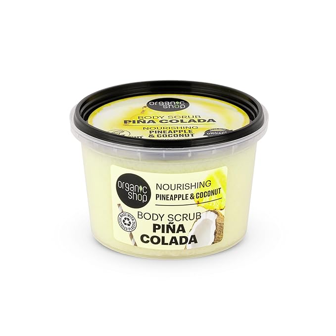 Organic Shop Coconut & Pineapple, Nourishing & Exfoliating Body Scrub, 100% Vegan & Organic, Daily Exfoliant, Detox & Moisturizer, Body, Face, Hand & Foot, Intensive Care & Skin Toning. 250ml.