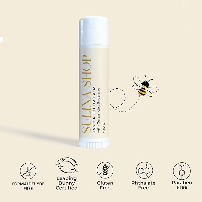 Unscented Lip Balm Hydrating for Dry, Cracked Lips, Beeswax Lip Moisturizer Stick, Soothe Dryness, Restores Smoothness & Barrier Protection, Instant Moisture, Fragrance-Free Lip Therapy - 0.15 Fl oz