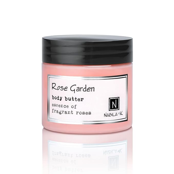 Nabila K - Rose Garden - Body Butter - Daily Moisturizing Skin Care Lotion - Manuka Honey - Shea Butter - Vitamin C - Argan Oil - Deep Hydrating Moisturizer - Natural Ingredients - Body Cream - 2 oz