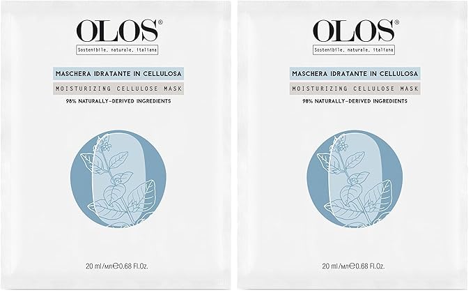 OLOS Moisturizing Cellulose Mask, 0.67 oz - Sheet Masks with Indian Ginseng, Hyper-Fermented Aloe - Antioxidant, Protective and Hydrating Face Mask (Pack of 2)