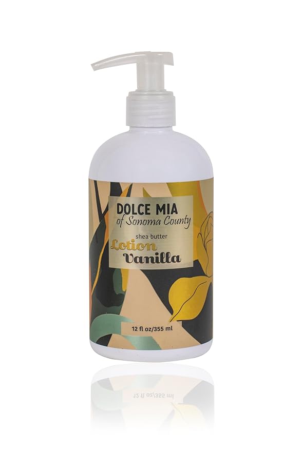Dolce Mia | Shea Butter Lotion | Vanilla | Organic Botanicals | Hypoalergenic | Vegan and Cruelty Free | 12 oz