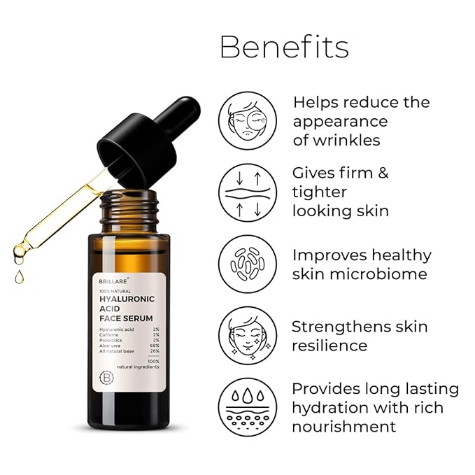 Brillare 2% Hyaluronic Acid Serum | Anti-ageing & Fine Lines | Intense Hydration | 100% Natural Face Serum