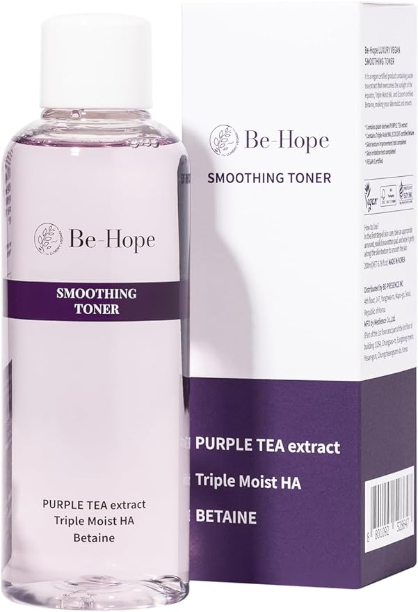Be-Hope Vegan Luxury Smoothing Toner – Hydrating and Calming Facial Toner with Vegan Peptides, Panthenol, Allantoin – pH Balanced, Sensitive Skin – 200ml / 6.76 fl oz