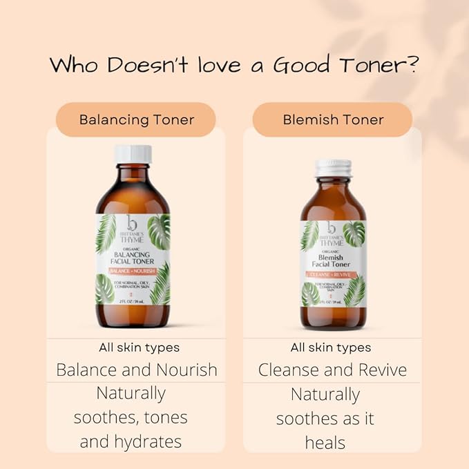 Brittanie's Thyme Organic Balancing Witch Hazel Facial Toner, 4 oz | Peppermint & Sweet Orange Oils Relieve & Calm Complexion | Gentle, Fast Acting Toner