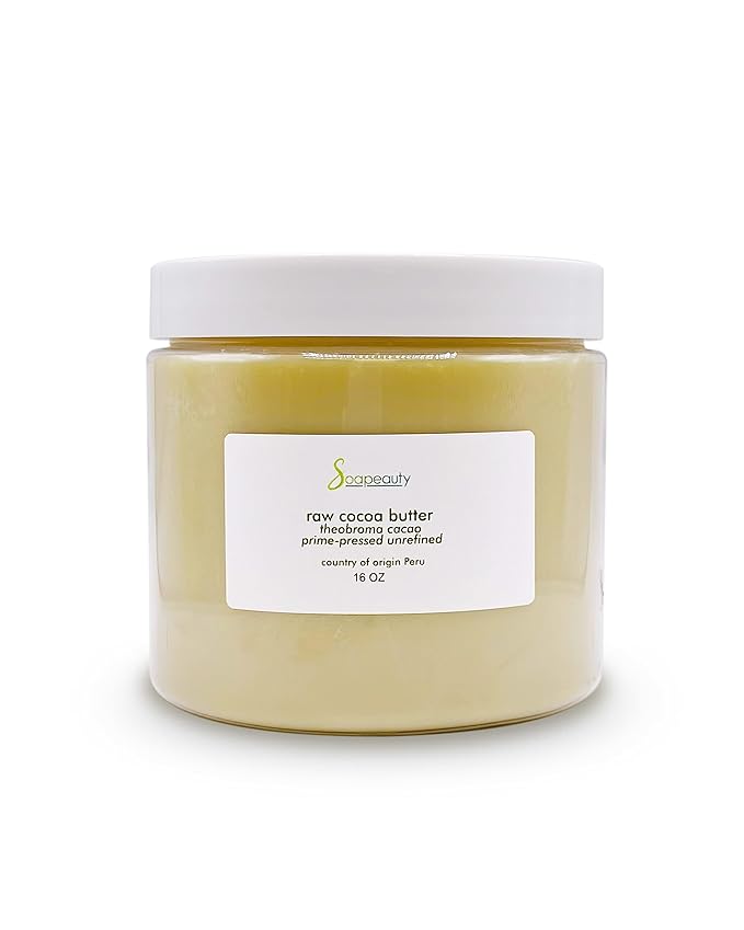 Soapeauty Cocoa Butter Raw Unrefined Non-Deodorized | 100% Pure Natural | Body, Hair & DIY Recipes, Lip Balms, Lotions, Creams, Stretch Marks | Non GMO, No Preservatives, Vegan | 16 oz/1 Pound