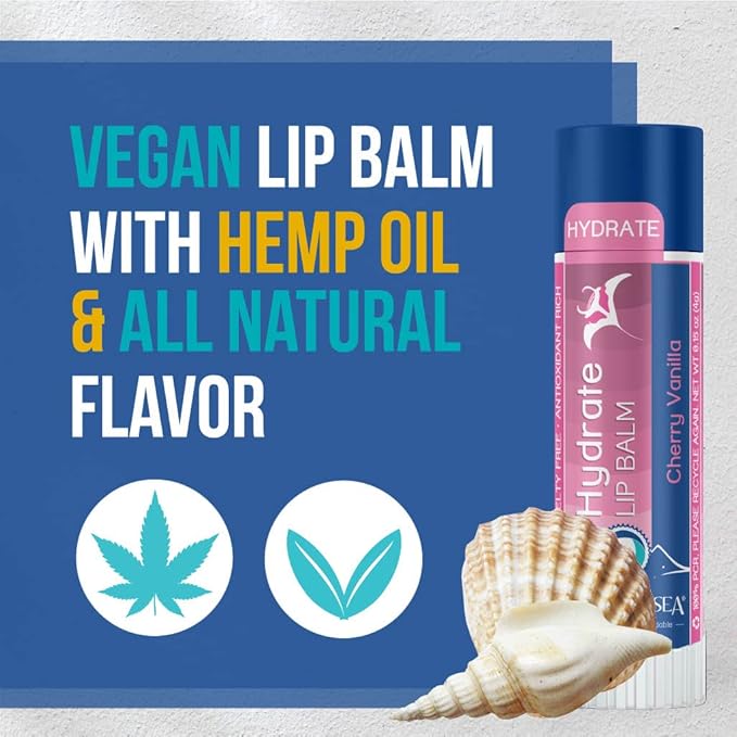 STREAM 2 SEA Cherry Vanilla Lip Balm, Reef Safe SPF 30 and Hydrate Organic Lip Balm Set, Moisturizing Indoor + Sun Protect Outdoor For Beach and Sports, Paraben Free Lip Moisturizer