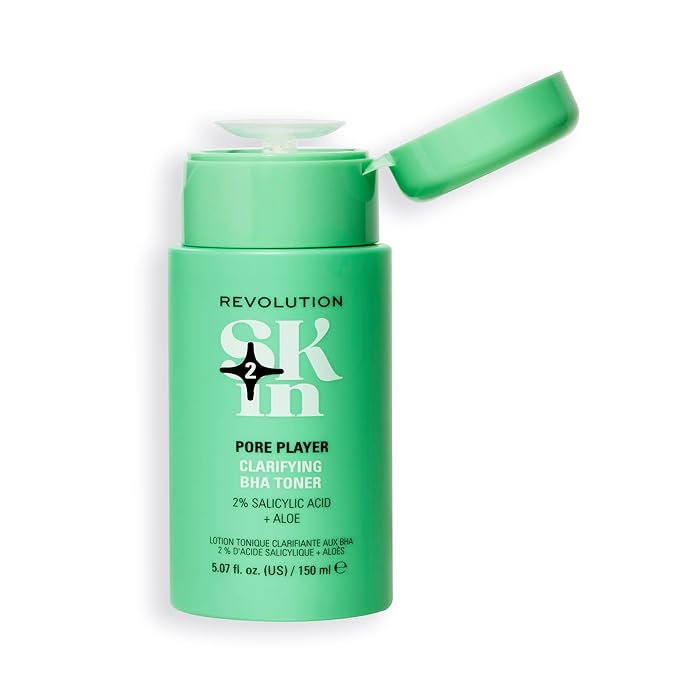 Revolution Skin, Pore Player 2% Salicylic Acid & Aloe Clarifying BHA Toner, Facial Toner & Exfoliator with Salicylic Acid, Vegan & Cruelty-Free, 11.69 fl oz