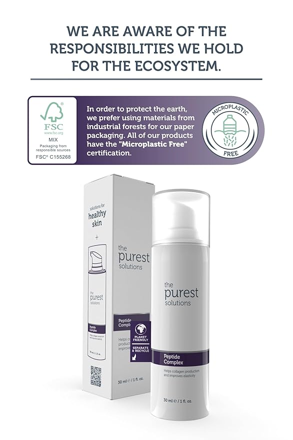 The Purest Solutions Peptide Complex Serum - Skin Rejuvenation & Anti-Aging Care - Supports the Collagen Fiber Network - Anti-Wrinkle Effect - Vegan | Cruelty Free | Eco Friendly (1 fl. oz)