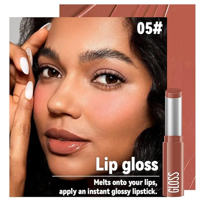 1Pc Nude Brown Butter Lipstick Tinted Lip Balm, Shine Moisturizing Plumper Lipstick for Women,Natural Nourishing Hydrating Lip Gloss Stain for Dry Lips,Lightweight Lip Liner Care Vegan Makeup