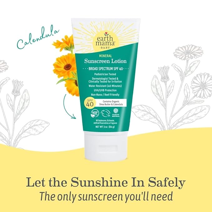 Earth Mama Baby Face Mineral Sunscreen Stick & Lotion Set, SPF 40 | Non-Nano Zinc, Contains Organic Cocoa Butter, Shea Butter, Aloe & Calendula | Babies, Kids & Family
