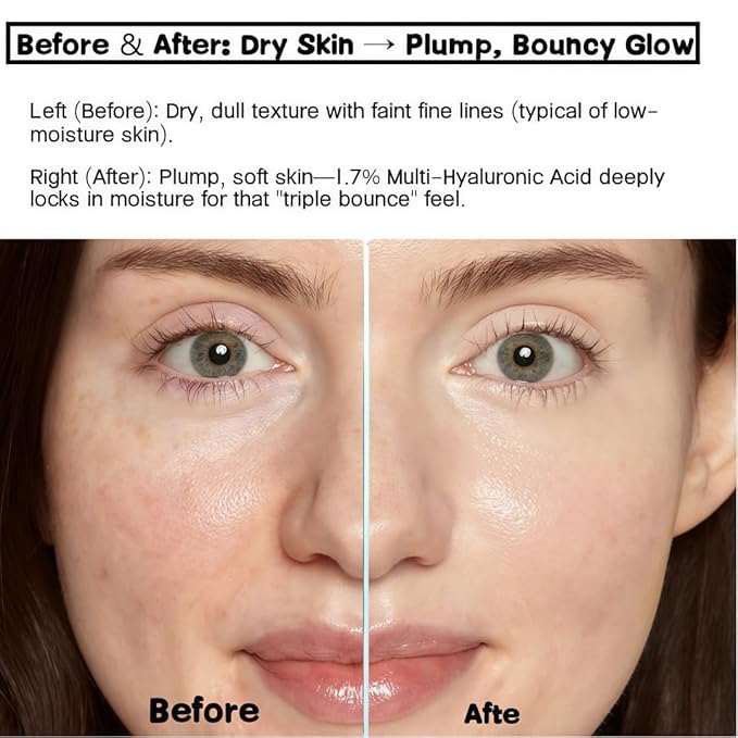 Triple Bounce Hyaluronic Acid Serum 1.7% Multi-Molecular Weight, Lightweight Daily Face Serum for Deep Hydration Plumping Bouncy Skin, Vegan Cruelty-Free Moisturizing Facial Serum 30ml/1 Fl Oz