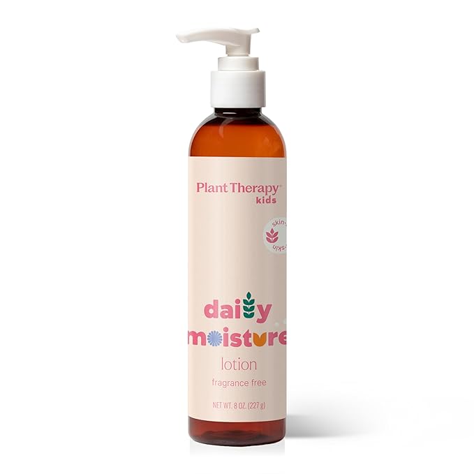 Plant Therapy Kids Daily Moisture Lotion 8 oz, Fragrance-Free & Gentle, Lightweight Fast-Absorbing Hydration, Soothes & Softens Sensitive Skin