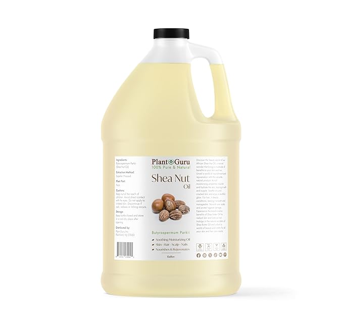 Plant Guru African Shea Nut Butter Oil Gallon 7.5 lbs. Bulk 100% Pure Natural Skin, Face, Hair Growth And Moisturizer. DIY Body Butters, Lotions, Creams, Lip Balm And Soap Making.