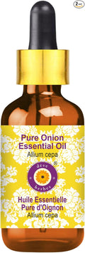 Deve Herbes Pure Onion Essential Oil (Allium cepa) with Glass Dropper Steam Distilled 30ml (1 oz)