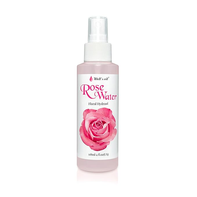 Well's Oil Rosewater Face & Hair Mist Spray 4 Fl Oz (118 mL) | Floral Rosewater Hydrosol | Alcohol-Free