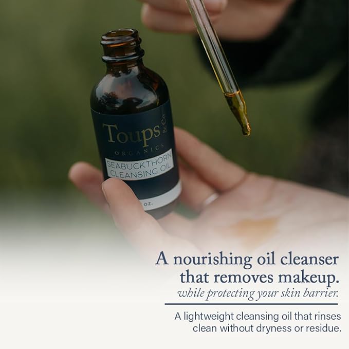 Toups & Co Seabuckthorn Cleansing Oil | Non-Comedogenic Cleanser & Makeup Remover | With Seabuckthorn, Jojoba & Castor Oil | Balances, Hydrates & Protects Skin Barrier | 2 oz