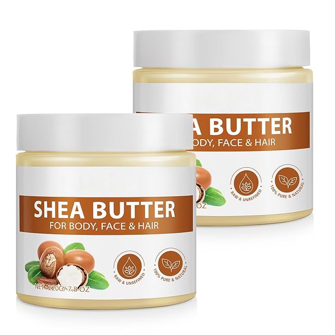 Shea Butter Raw, 2 Pack Shea Butter for Face & Body with Vitamin A,and F, Hand Cream, Long-Lasting Hydration & Deeply Moisturizing for Dry, Cracked Skin, SkinCare, Keeps Skin Healthy