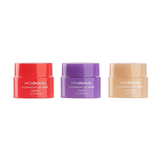 MCoBeauty Double Duty Lip Mask Deluxe Trio - Hydrating Lip Balm Set with Coconut Oil Vitamin E Hyaluronic Acid - Overnight Lip Mask Treatment for Dry Lips - Tinted Lip Care, Vegan Cruelty Free - 15g