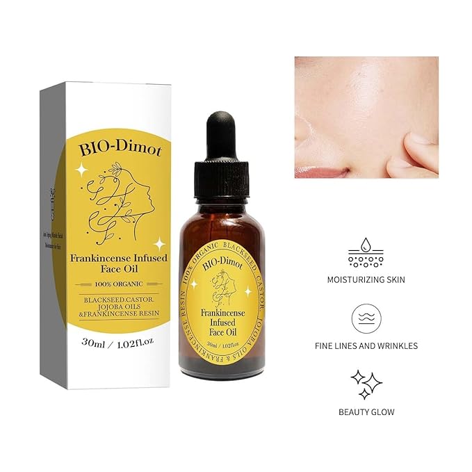 60 ML Frankincense Essential Oil,Organic Castor & Jojoba Oils for Face Anti-Aging Facial Moisturizer Serum,Natural Skincare Hydrates Skin Moisturizing (2 PCS)