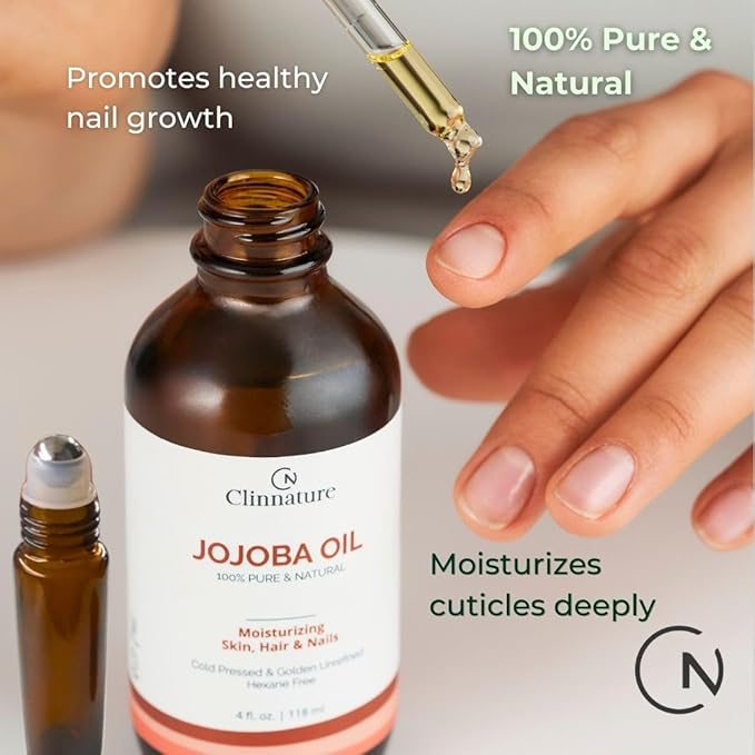 Jojoba Oil for Nails & Cuticles – 100% Pure & Cold-Pressed Nail Oil for Stronger, Healthier Nails – Deep Cuticle Moisturizer for Dry, Cracked Skin – Hexane-Free, Fast Absorbing