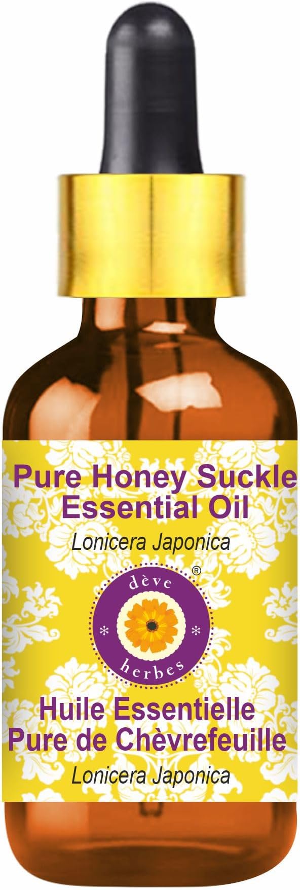 Deve Herbes Pure Honey Suckle Essential Oil (Lonicera Japonica) with Glass Dropper Steam Distilled 100ml(3.38oz)