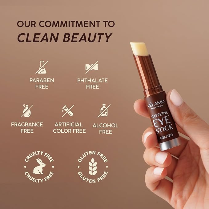 VELAMO ADVANCED Caffeine Eye Stick: Energizing & Hydrating Under Eye Balm for Dark Circles & Puffiness - Travel Essentials, Portable & Perfect for On-the-go Use, 0.1 OZ/3g 2 Pcs