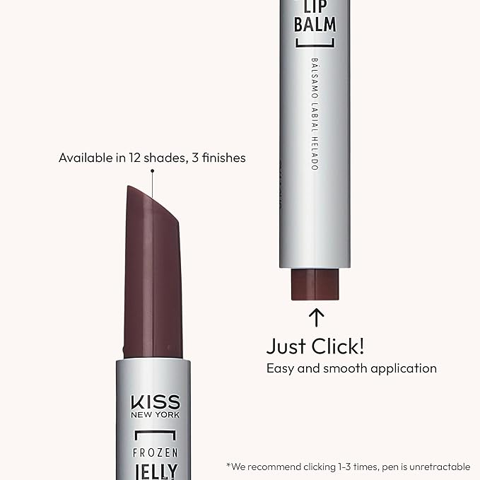 KISS NEW YORK Frozen Jelly Lip Balm Pen, High Shine Lip Gloss for Sheer Tint, Hydrating Melting Lipstick With Hyaluronic Acid, Cooling Effect With Menthol, Non-Sticky & Long Lasting (Cranberry)