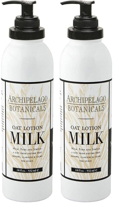 Archipelago Botanicals Oat Milk Lotion, Nurturing and Soothing Daily Moisturizer for Dry or Sensitive Skin, Hydrating Body Lotion, Paraben-Free, Phthalate-Free, 18 oz (Pack of 2)
