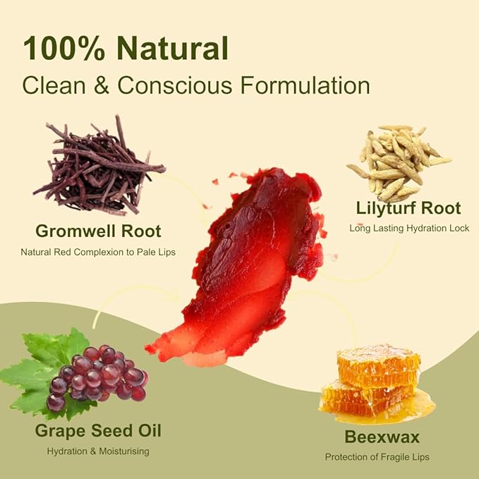 Gromwell Lip Balm – Natural Lip Tint for Dry, Pale, Fragile Lips – Nourishing, Fragrance-Free Lip Care with Gromwell Root & Plant Oils – For Adults & Kids with Sensitive Lips (0.17 oz)
