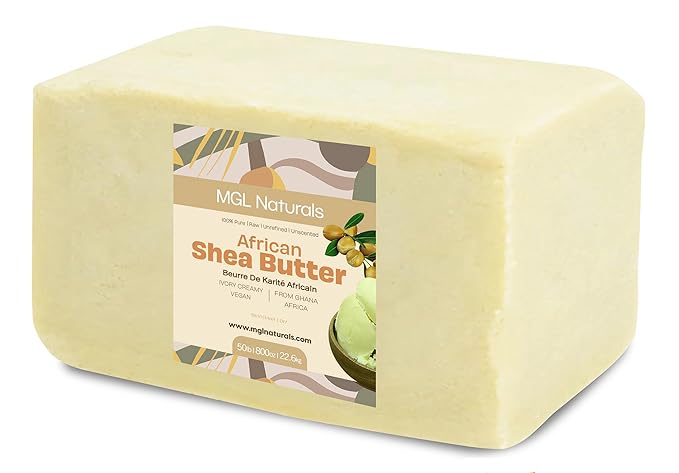 MGL Naturals Raw African Shea Butter Ivory 55 lb, 100% Pure and Unrefined. Nourish and moisturize skin and hair. Use alone or DIY recipes. From Ghana (55 lb)
