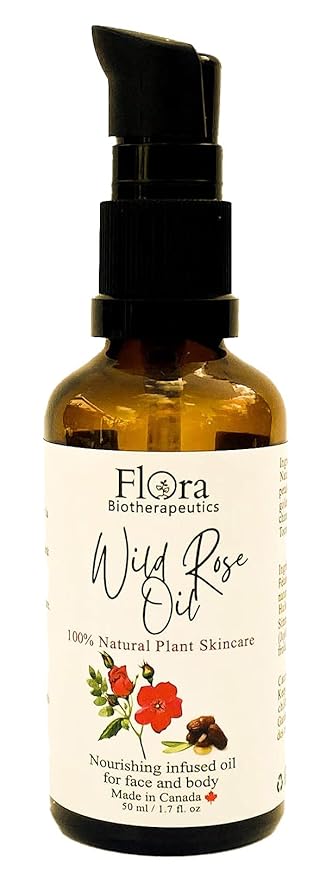 FLORA Organic Wild Rose Petals infused in JOJOBA Oil. Rejuvenate. Replenish. 1.7fl oz