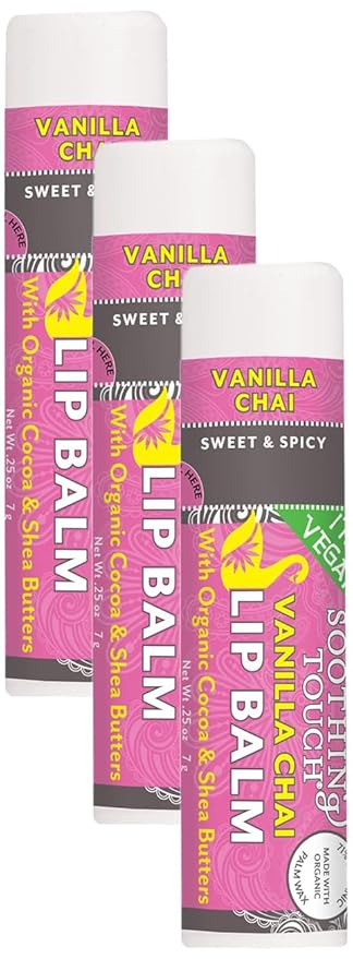 Soothing Touch Lip Balm, Vegan Vanilla Chai, 0.25 Ounce (Pack of 3)