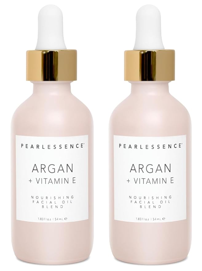 Pearlessence Argan & Vitamin E Facial Oil | Powerful Hydration to Help Balance, Revive & Rejuvenate Skin | & Paraben Free (1.83 Fl Oz, 2 Pack)