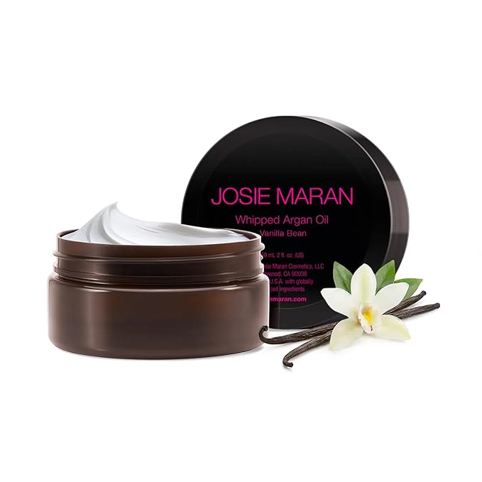 Josie Maran Whipped Body Butter - Skin Firming Body Cream with Argan Oil, Whipped Shea Butter, Avocado Oil & Essential Fatty Acids - Radiance-Boosting Skincare - Vanilla Bean (2 Fl oz)