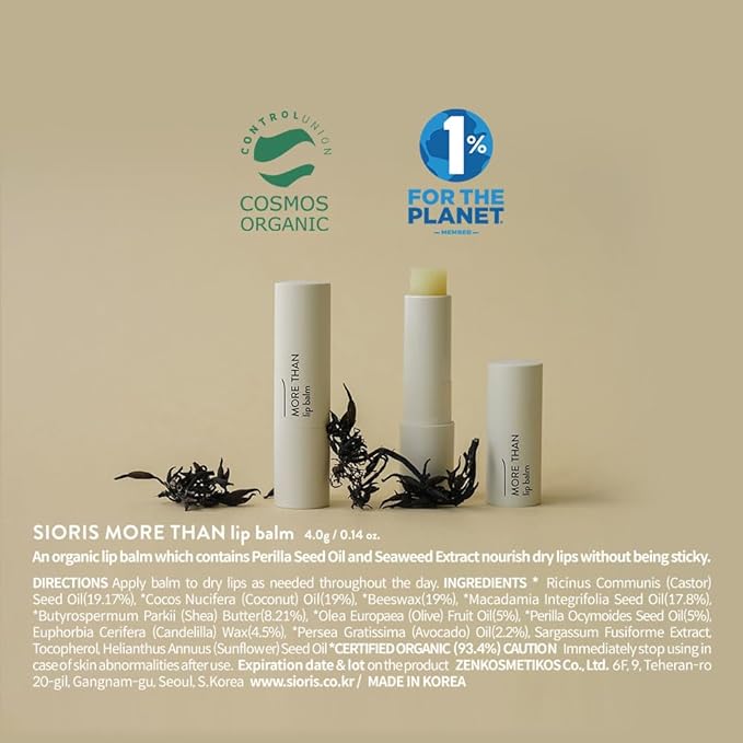 SIORIS Organic Lip Butter for Dry Lips, Deeply Hydrating & Moisturizing Lip Balm for Chapped Lips, Shea Butter & Botanical Oils, Gentle Exfoliating Lip Care for Smooth, Soft, Healthy-Looking Lips