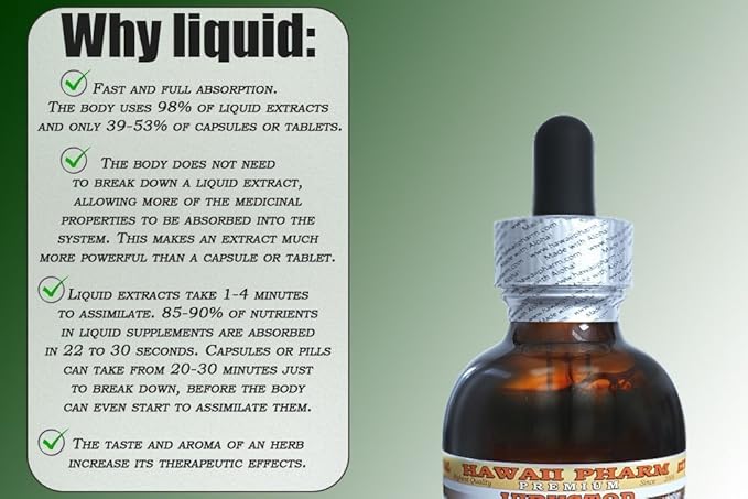 Hawaii Pharm Witch Hazel Alcohol-Free Liquid Extract, Witch Hazel (Hamamelis Virginiana) Dried Leaf Glycerite Natural Herbal Supplement, USA 2x32 fl.oz